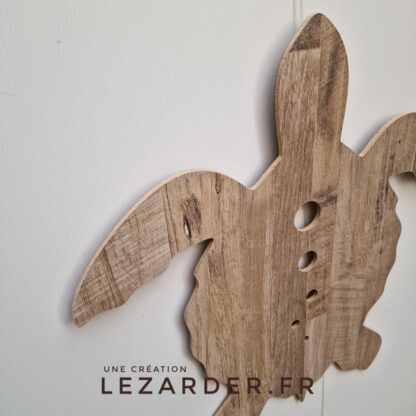 Tortue découpée dans des lames de parquet - 55x55cm – Image 2
