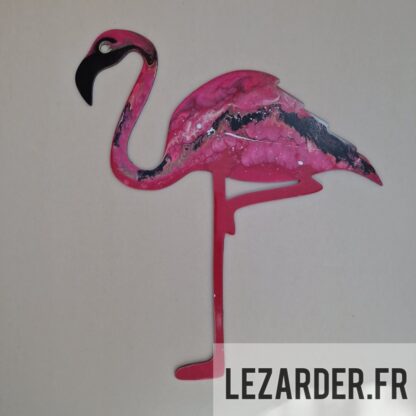 Flamant rose en composite d'aluminium pour extérieur 35x40cm