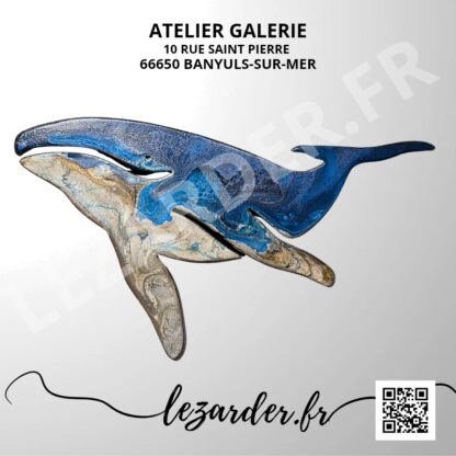Baleine à bosse en bois medium taille M 38x21cm