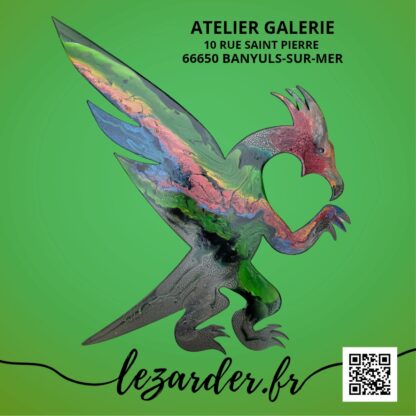 Dragon en bois medium taille L 61x56cm