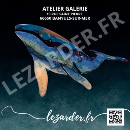 Baleine à bosse en composite d'aluminium 30x17cm