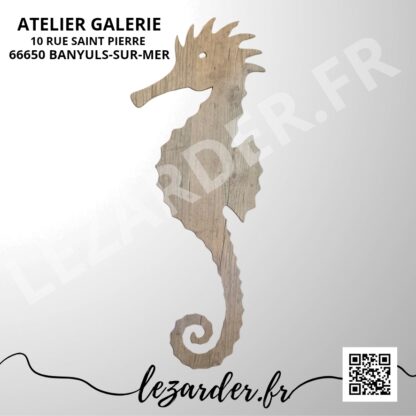 Hippocampe découpé dans des lames de parquet 30x76cm – Image 2