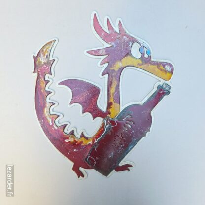 Dragon et sa bouteille en bois medium taille M 35x42 cm