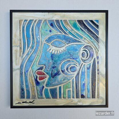 Tableau "Rêverie bleue" 30X30cm