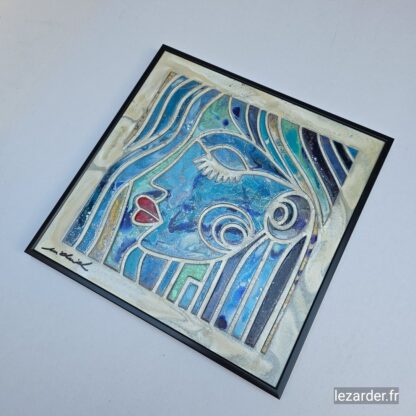 Tableau "Rêverie bleue" 30X30cm – Image 2