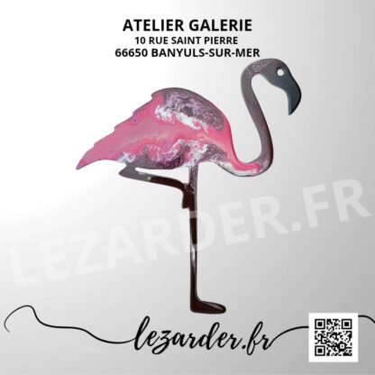 Flamant rose en composite d'aluminium pour extérieur 27x30cm
