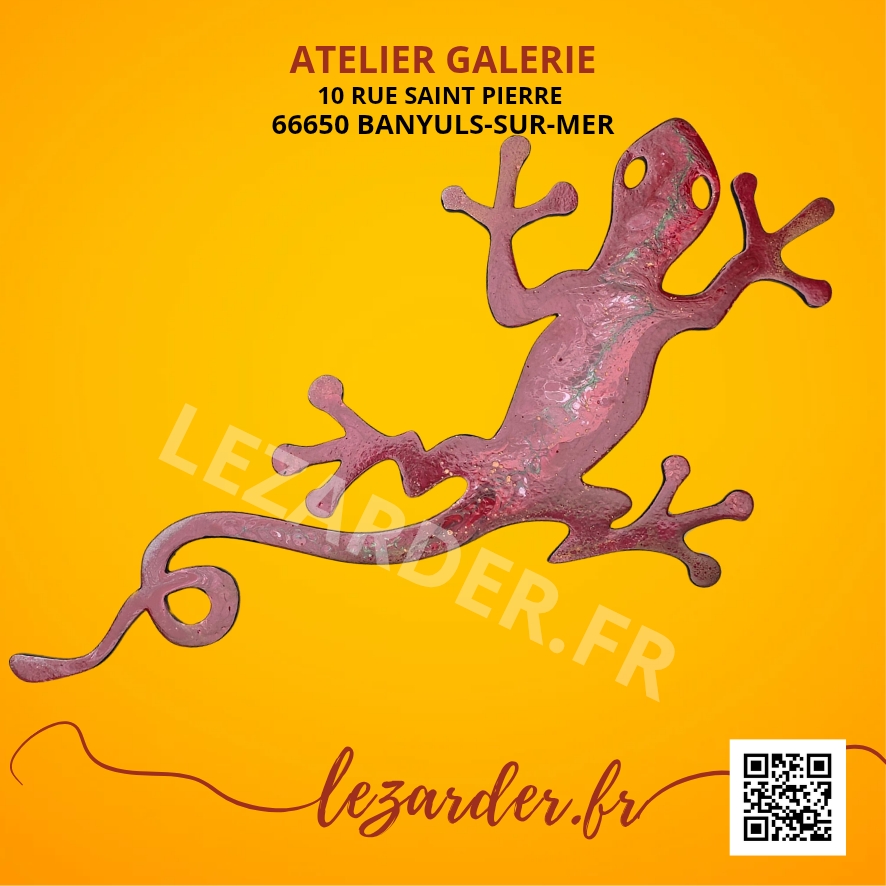 Gecko en bois mdf taille 47x26cm