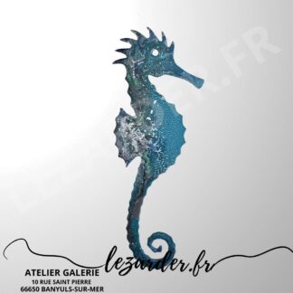 Hippocampe en aluminium dibond pour extérieur ou intérieur taille M0 12x32cm