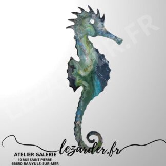 Hippocampe en aluminium dibond pour extérieur ou intérieur taille M0 12x32cm