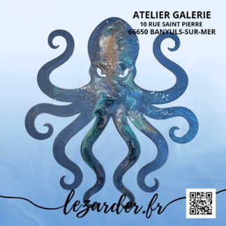 Kraken ou plus simplement poulpe pas content en bois medium pour intérieur taille M 36x39cm