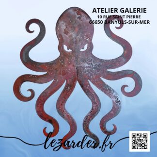 Kraken ou plus simplement poulpe pas content en bois medium pour intérieur taille M 36x39cm