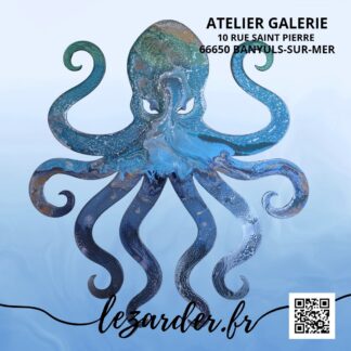 Kraken ou plus simplement poulpe pas content en bois medium pour intérieur taille M 36x39cm