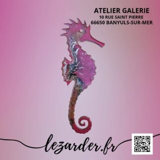 Hippocampe en aluminium dibond pour extérieur ou intérieur taille S 7x20cm