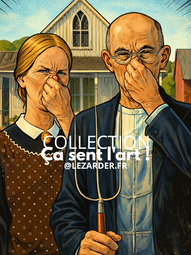 Plaque en aluminium 15x20cm ou 30x40cm collection "Ça sent l'art!" American gothic, 1930 Grant Wood – Image 2