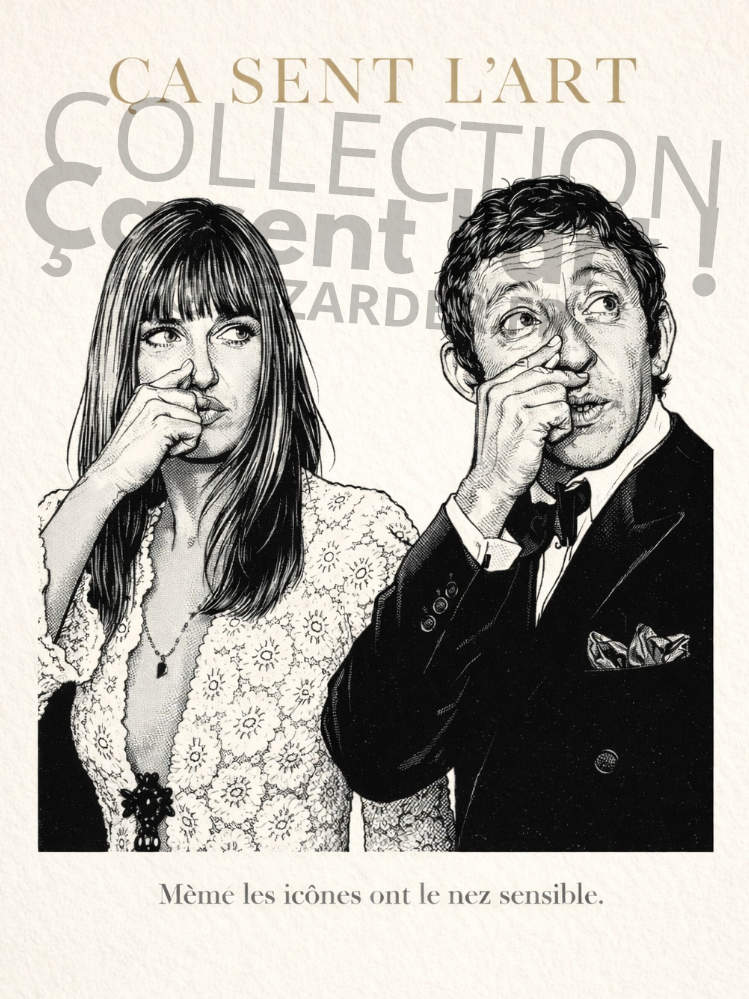 Plaque en aluminium 15x20cm ou 30x40cm collection "Ça sent l'art!" Birkin et Gainsbourg