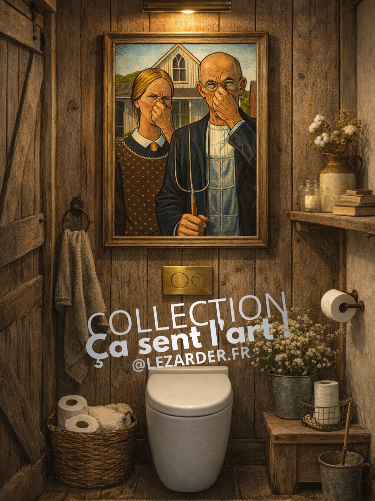 Plaque en aluminium 15x20cm ou 30x40cm collection "Ça sent l'art!" American gothic, 1930 Grant Wood – Image 3